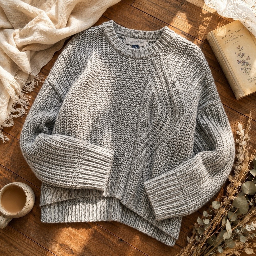 Soft Mint Green Cable Knit Sweater Chunky Cozy Women's Small